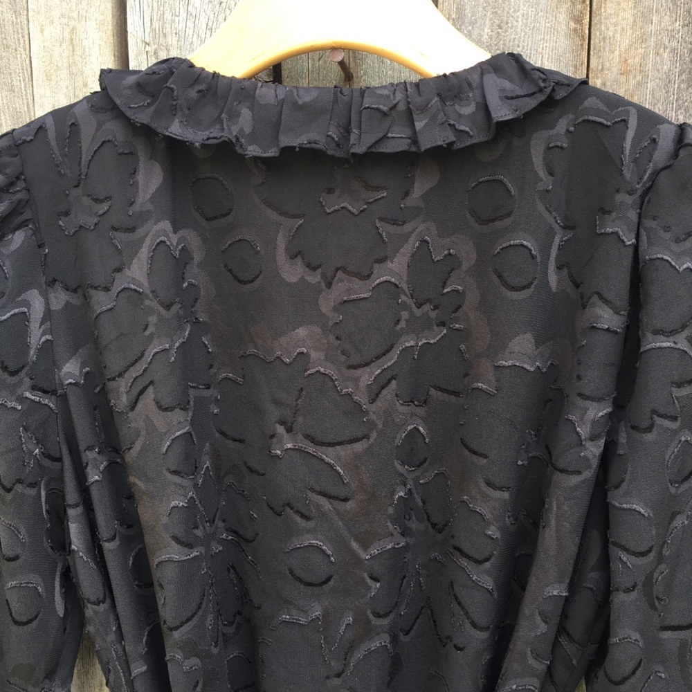 NWT Madewell Ruffled Wrap Dress Black Floral Jacquard Polyester M - Picture 10 of 12